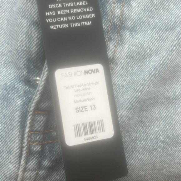 Tall length tied up jeans medium wash never worn jeans - Picture 2 of 7